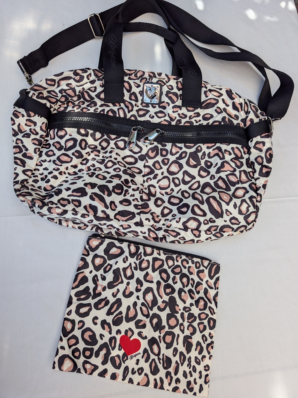 Brighton Leopard Print Weekender Bag with Matching Pouch